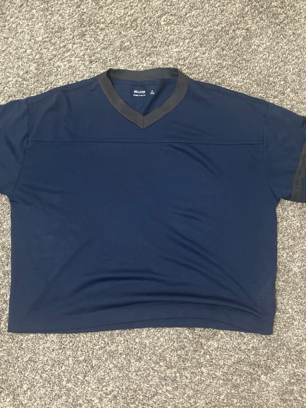 Hollister Navy V-Neck Athletic Short-Sleeve Shirt with Dark Trim